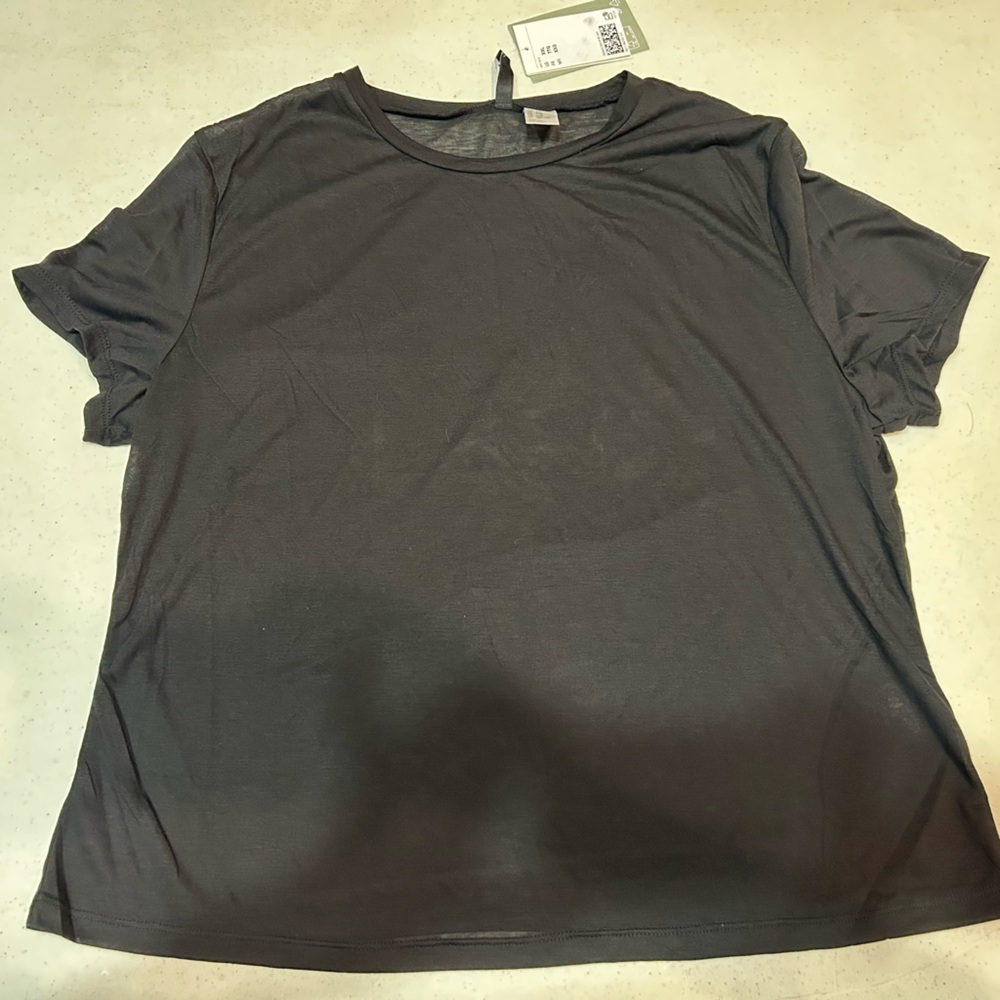 (XXL) NWT H&M Black Sheer Short Sleeve Top Oversized